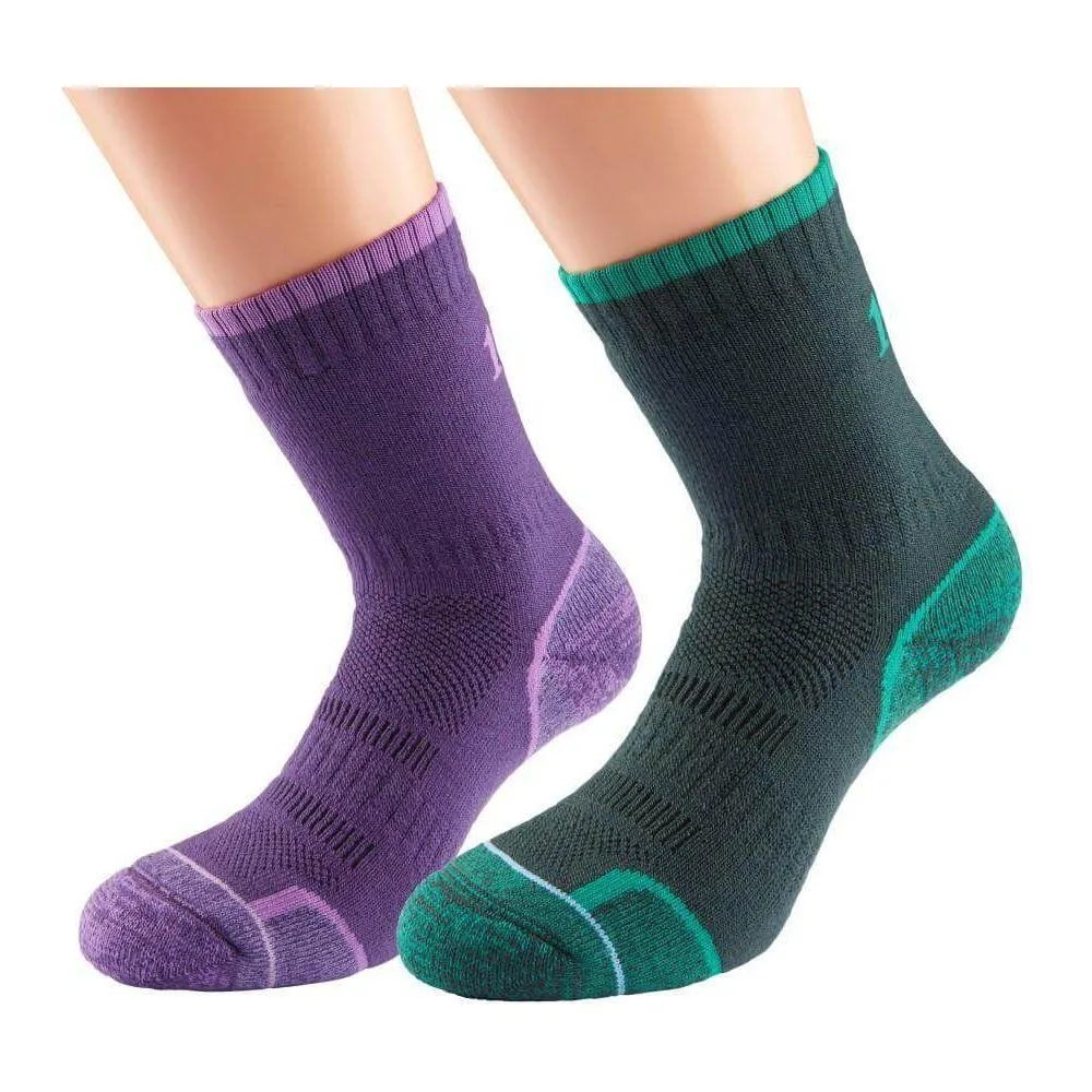 1000 Mile Women's Walking Sock Twin Pack - Purple/Emerald