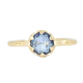 1.02ct Rosecut Sapphire Low Profile Six Prong Evergeen Solitare in Satin Yellow Gold