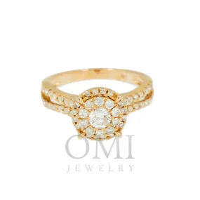 14K GOLD ROUND DIAMOND CLUSTER ENGAGEMENT RING 0.94 CT