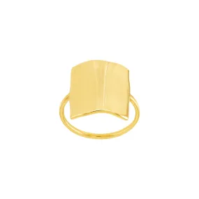 14K Yellow Gold Organic Rectangle Ring