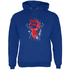 4th of July Kitty Cat Paw Print Stars and Splatters Mens Hoodie