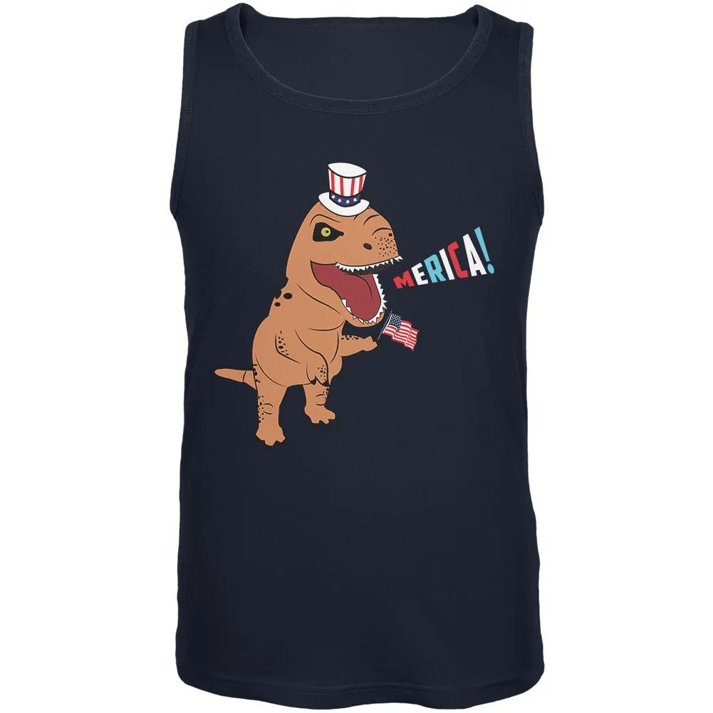 4th Of July Merica Patriotic T-Rex Dinosaur Mens Tank Top