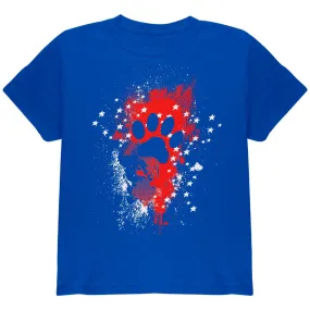 4th of July Puppy Dog Paw Print Stars and Splatters Youth T Shirt