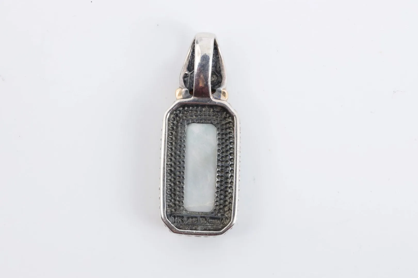 925 Silver & 14k Yellow Gold Mother of Pearl Rectangle Pendant (5.68g.)