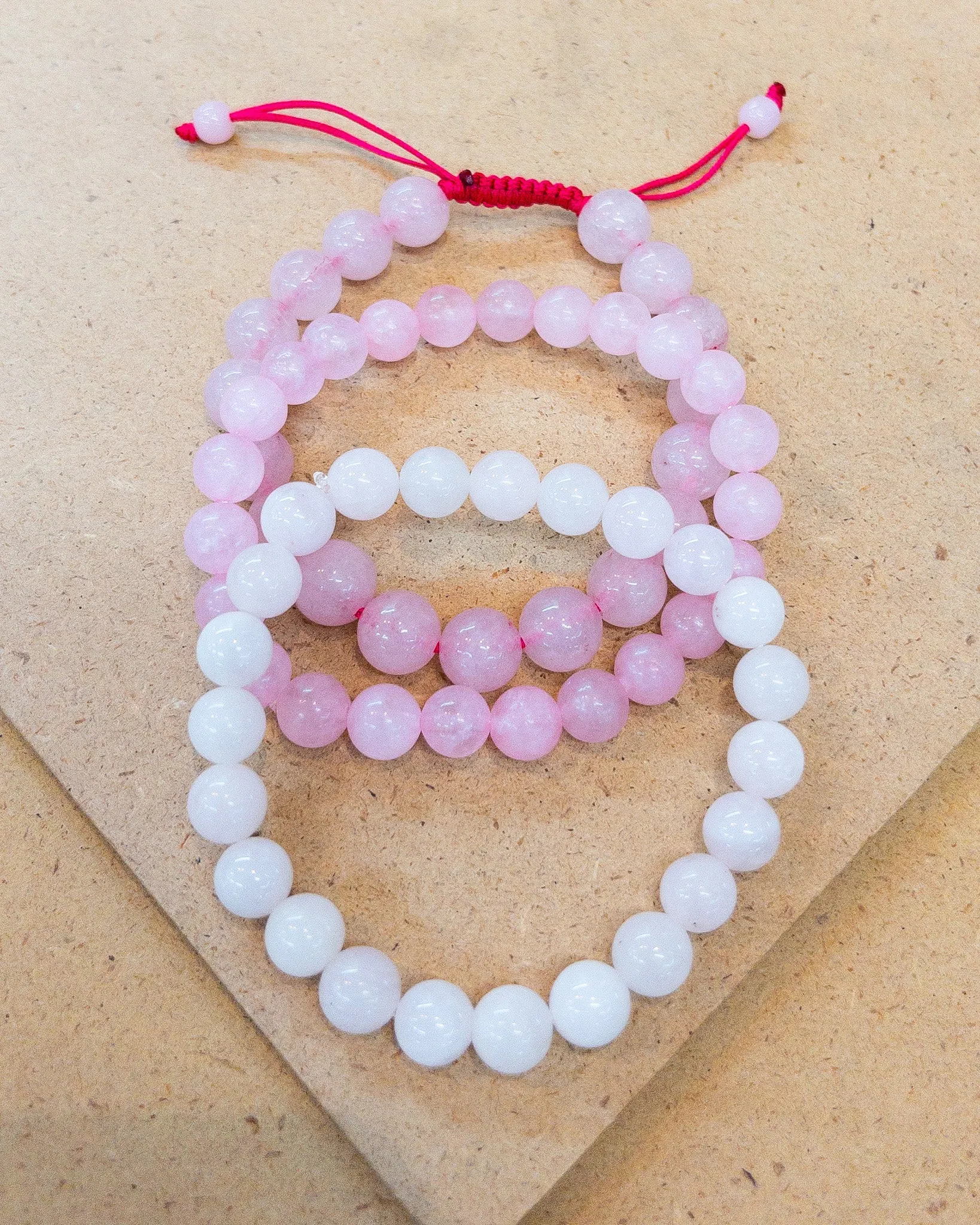 Adjustable Rose Quartz Mala Bracelet