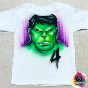 Airbrush Hulk Face Birthday Shirt Design