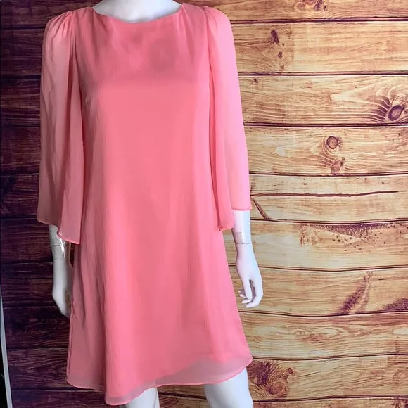 Alice   Olivia Chiffon Coral Pink Flowy Mini Dress