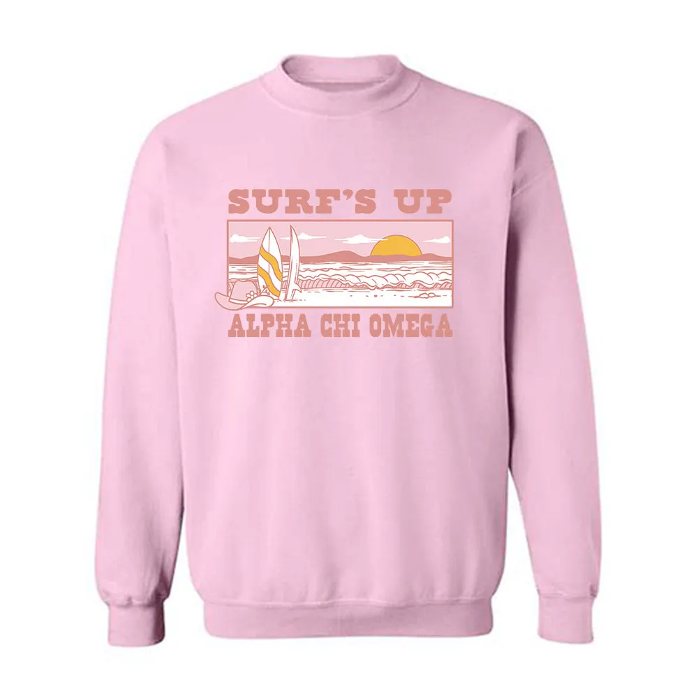 Alpha Chi Omega Surf's Up Heavy Blend Crewneck Sweatshirt