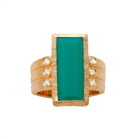 AMMANII The Queen Ring with Hand Cut Chrysoprase in Vermeil Gold