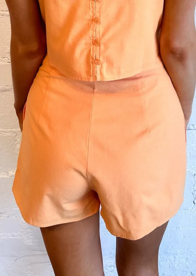 Apricot Squeeze Linen Shorts