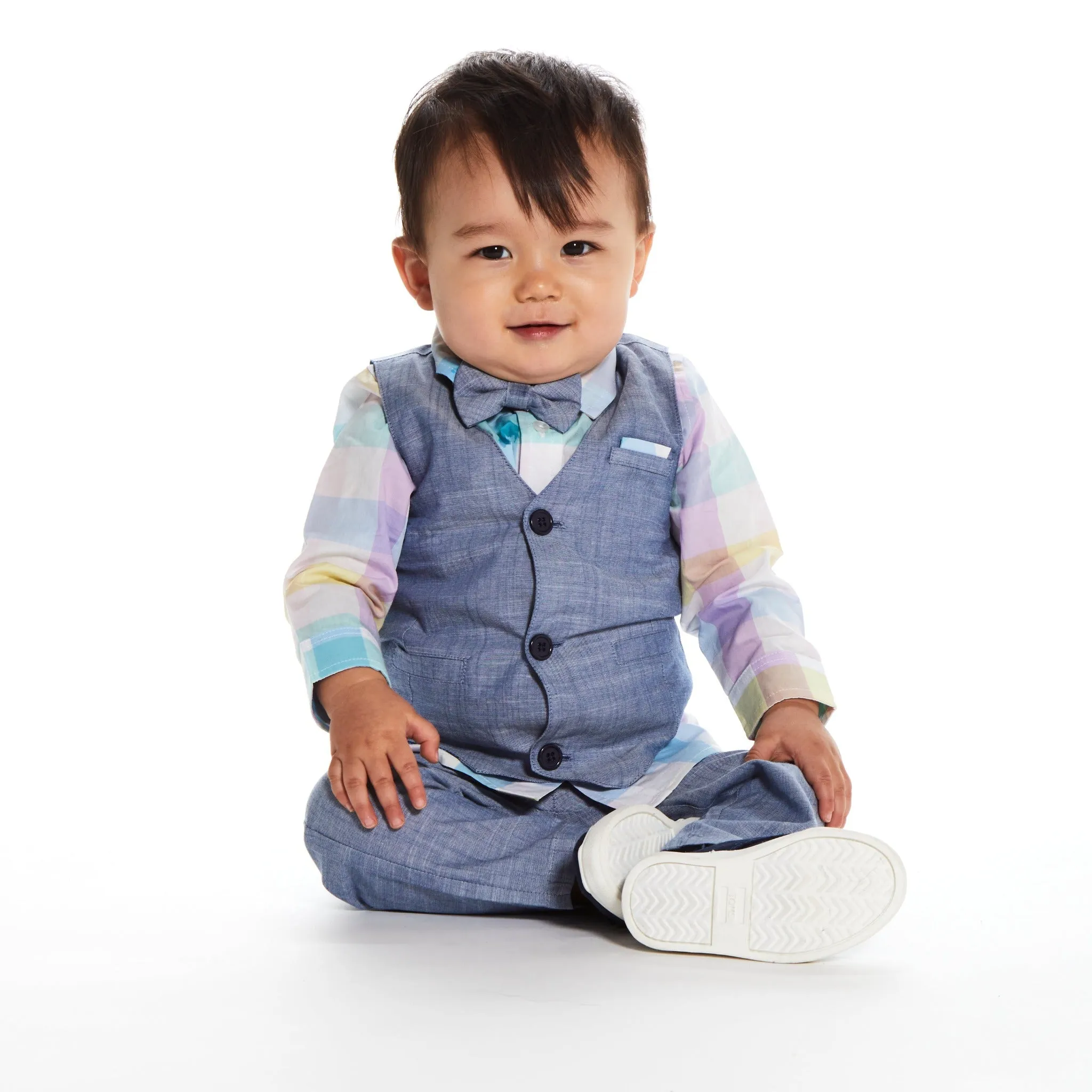 Baby Boys Chambray Vest Set