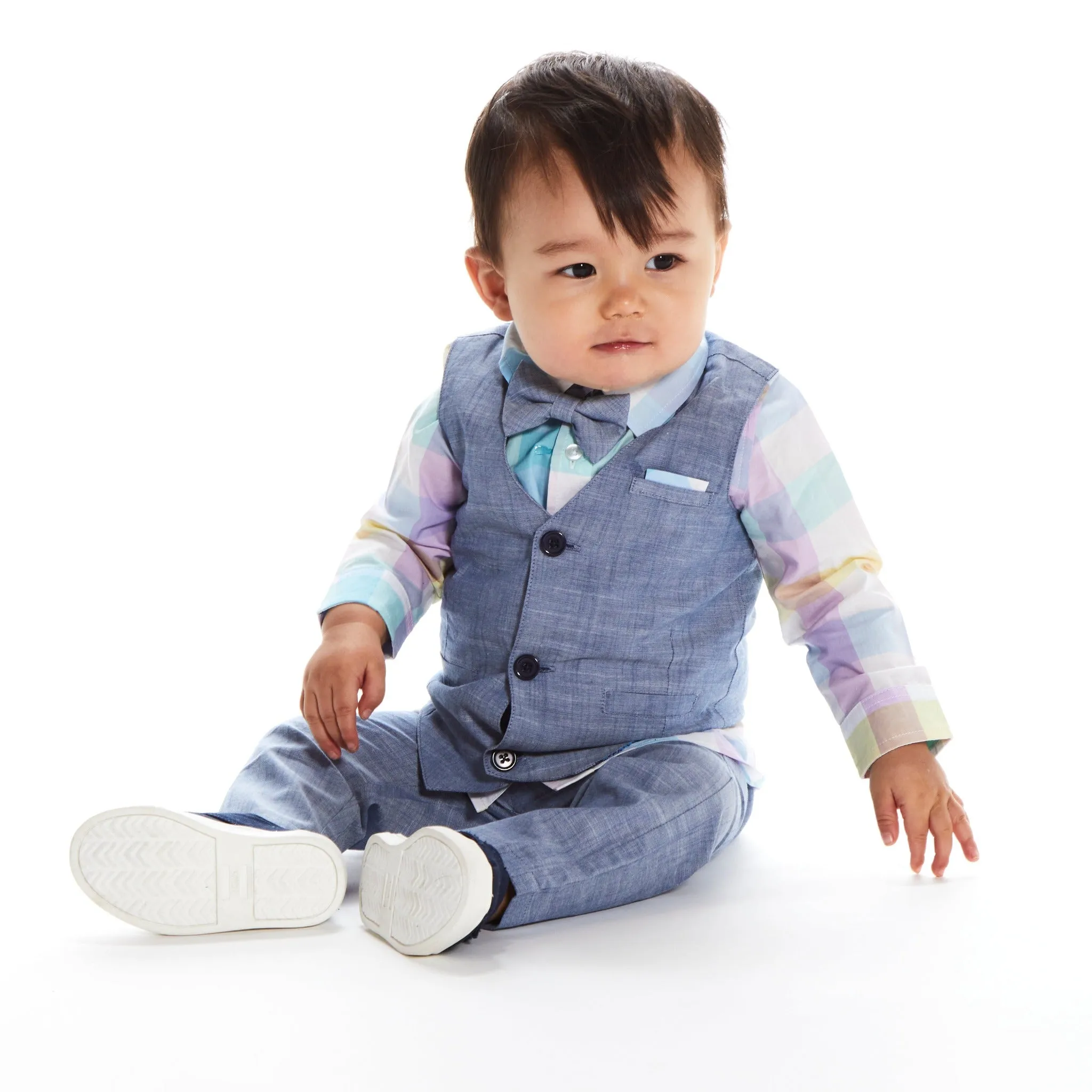 Baby Boys Chambray Vest Set