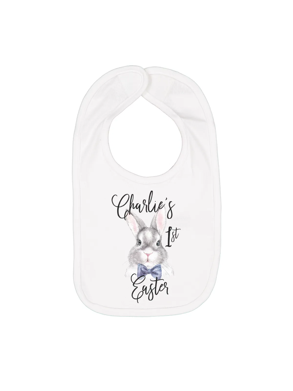 Baby Boy's First Easter Bib - White & Blue