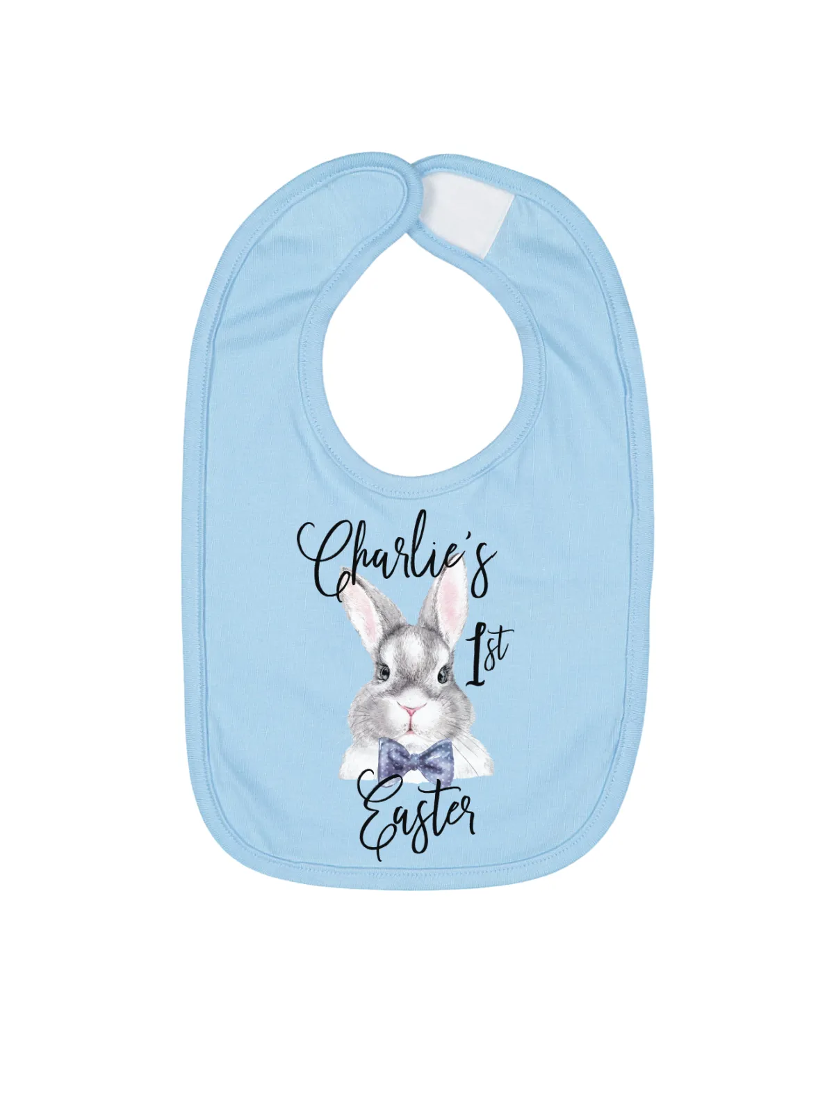 Baby Boy's First Easter Bib - White & Blue