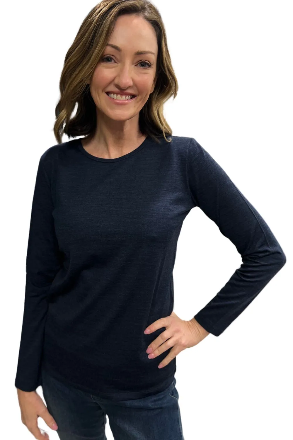 Belle Long Sleeve Merino | Navy