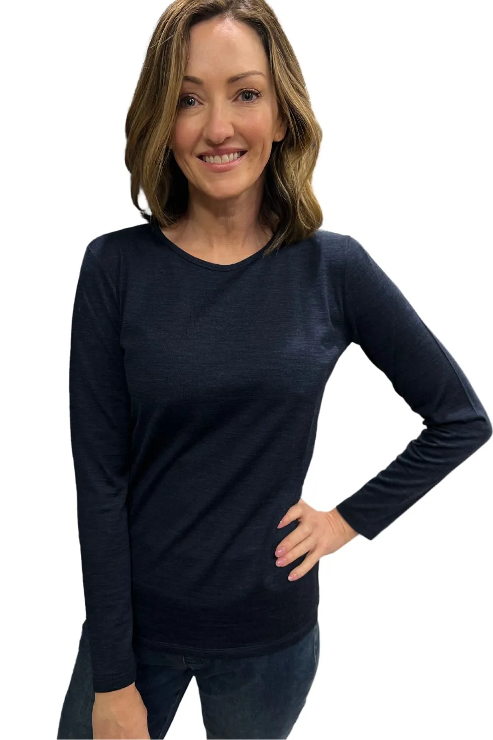 Belle Long Sleeve Merino | Navy