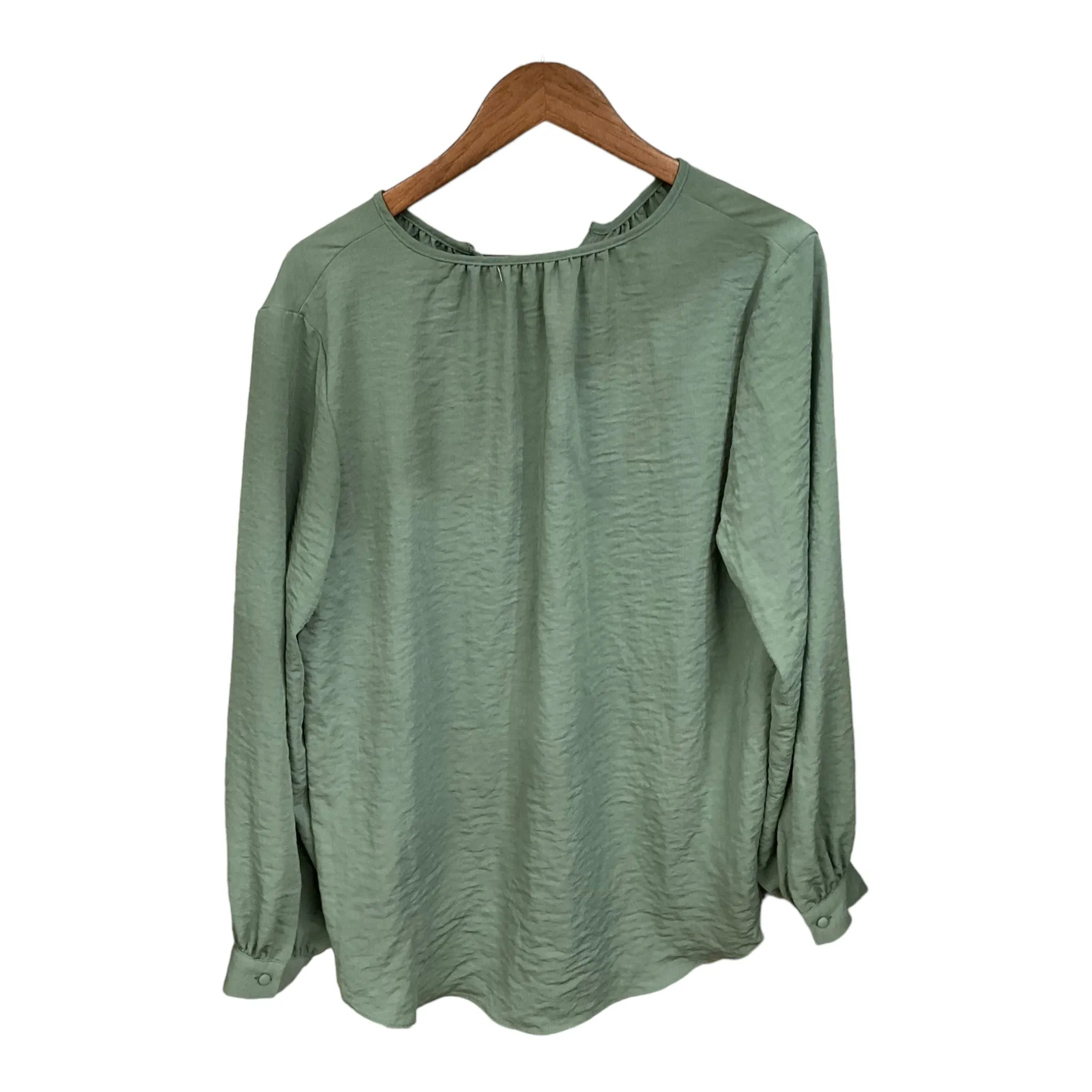 Blouse Long Sleeve By Nine West Apparel In Green, Size: Xxl