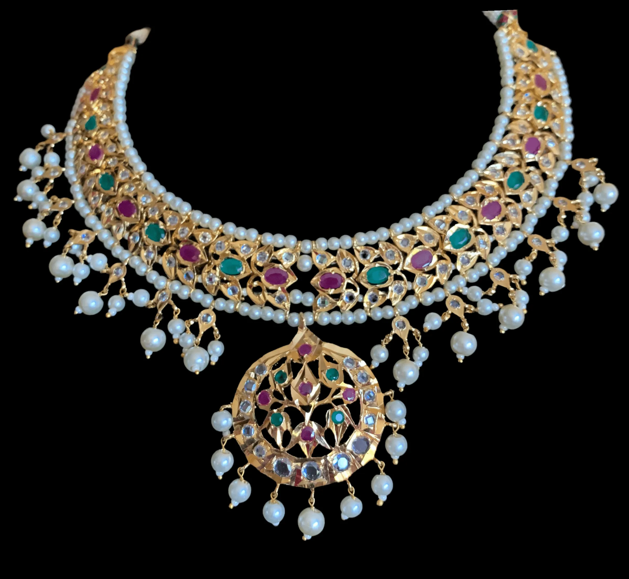 BR5 Neema bridal Hyderabadi set in golden pearls(SHIPS IN 4 WEEKS )