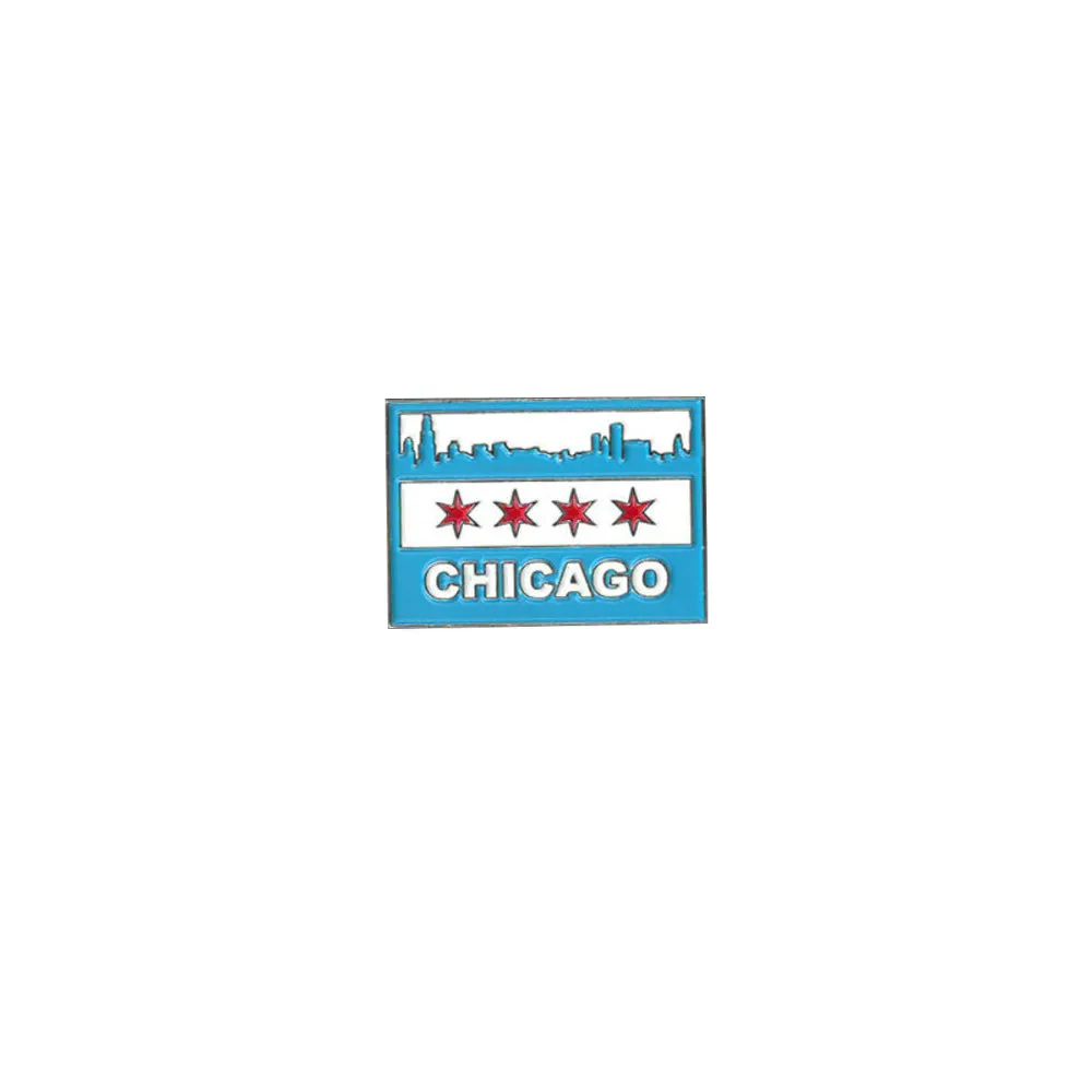 Chicago Skyline Flag Lapel Pin