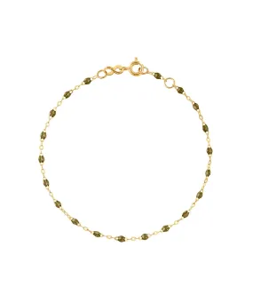 Classic 17cm Bracelet in 18K Yellow Gold & Khaki