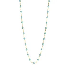 Classic Gigi Aqua necklace, Yellow Gold, 16.5"