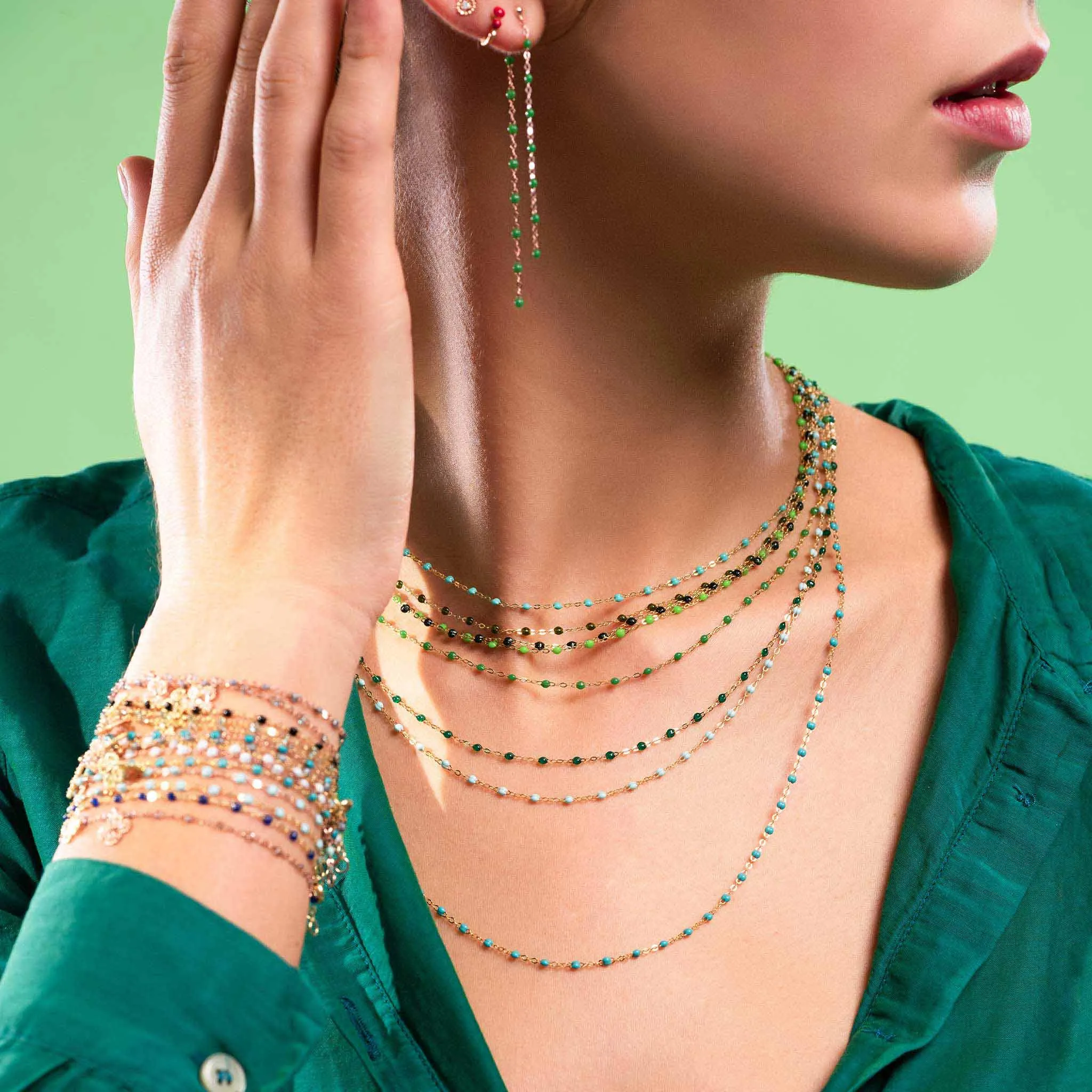 Classic Gigi Emerald necklace, Rose Gold, 19.7"