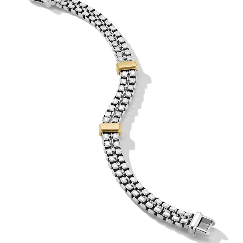 David Yurman Gents Double Box Chain Bracelet with 18K Yellow Gold