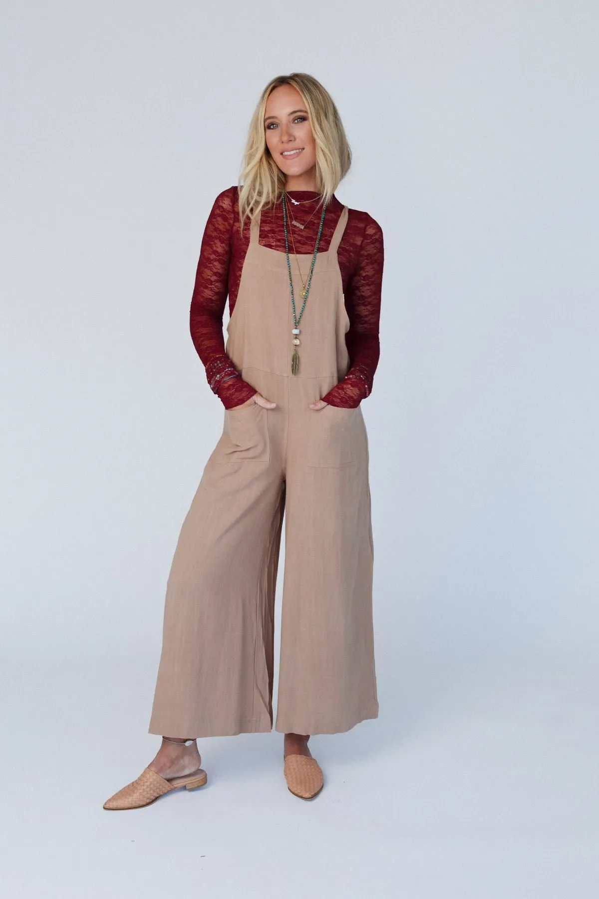 Destiny Wide Leg Jumpsuit - Latte