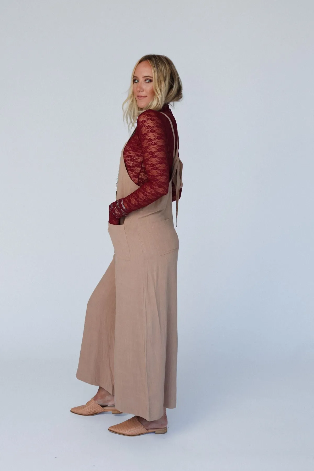 Destiny Wide Leg Jumpsuit - Latte