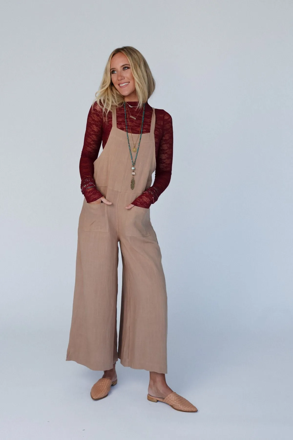 Destiny Wide Leg Jumpsuit - Latte