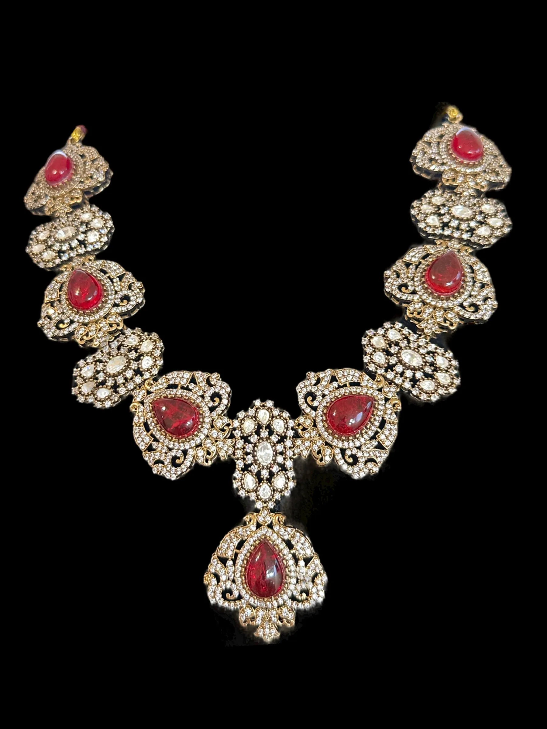 DNS96 Victorian necklace set - ruby ( READY TO SHIP )