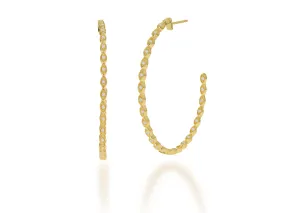 Gold and Diamond Marquise Hoops