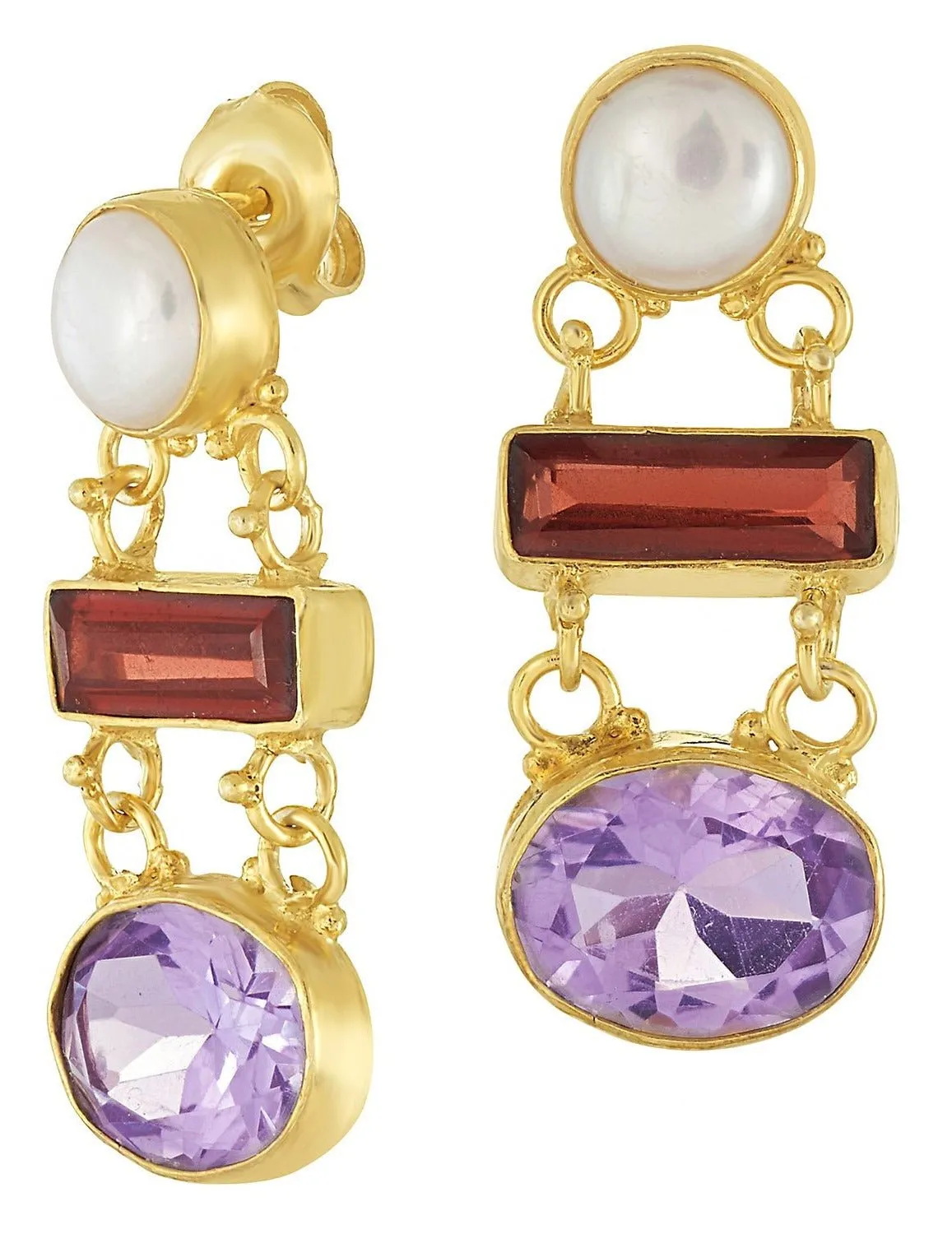 Great Expectations Amethyst, Garnet and Pearl Earrings