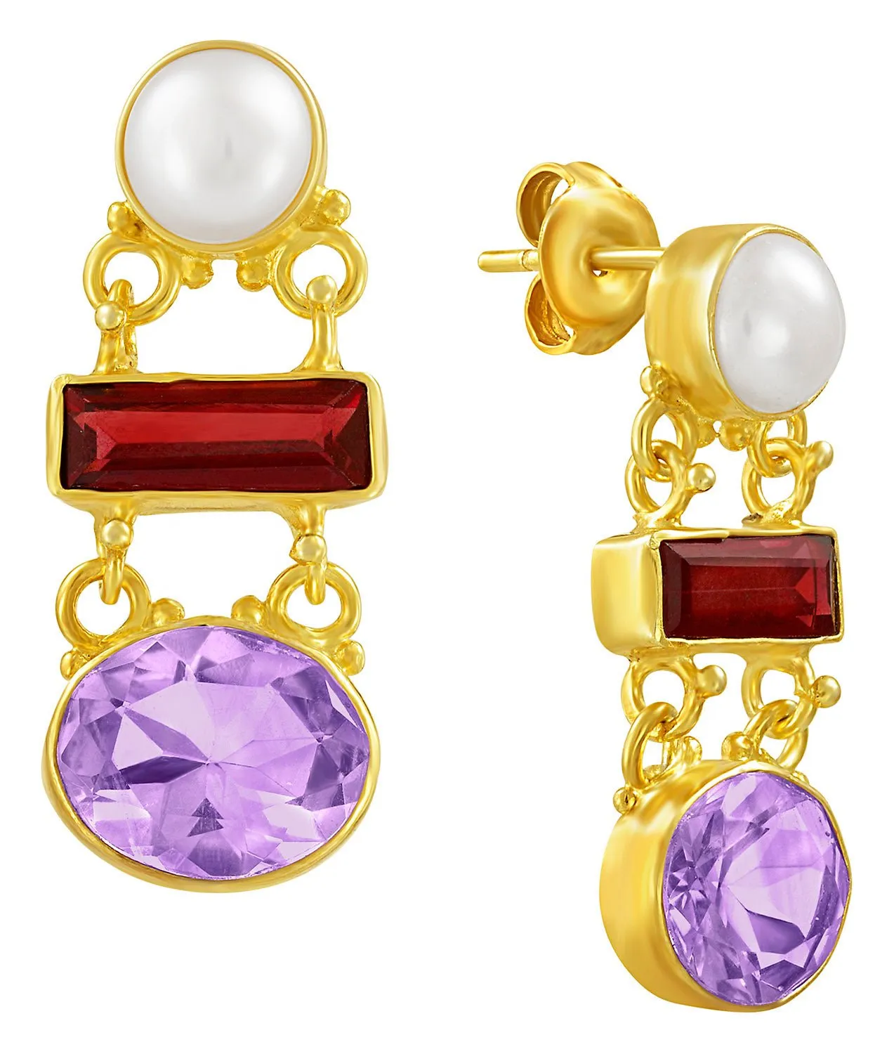 Great Expectations Amethyst, Garnet and Pearl Earrings