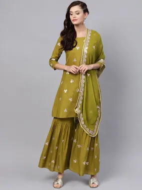 Green Embellished Kurta Set