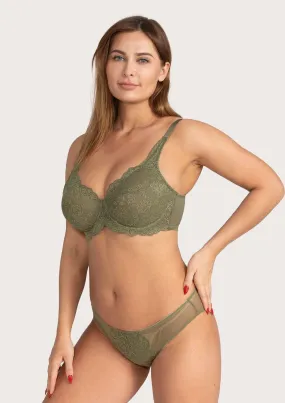 HSIA Dark Green All-Over Floral Lace Bra