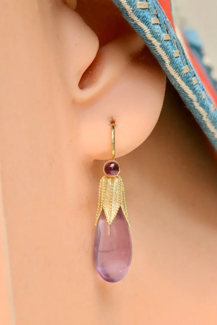 Jane Eyre 14k Gold, Amethyst and Garnet Earrings