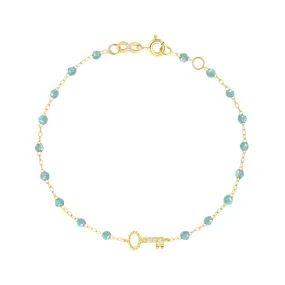 Key Diamond Aqua Bracelet, Yellow Gold, 6.7"