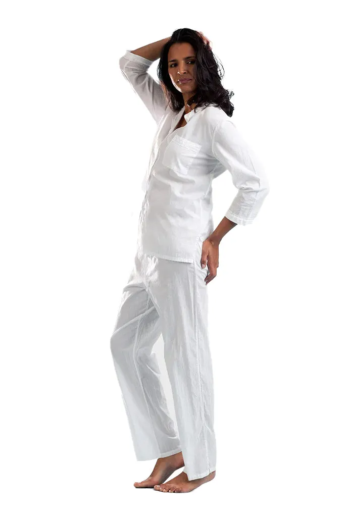 La Cera Long Sleeve Lace Trim Pajama Set