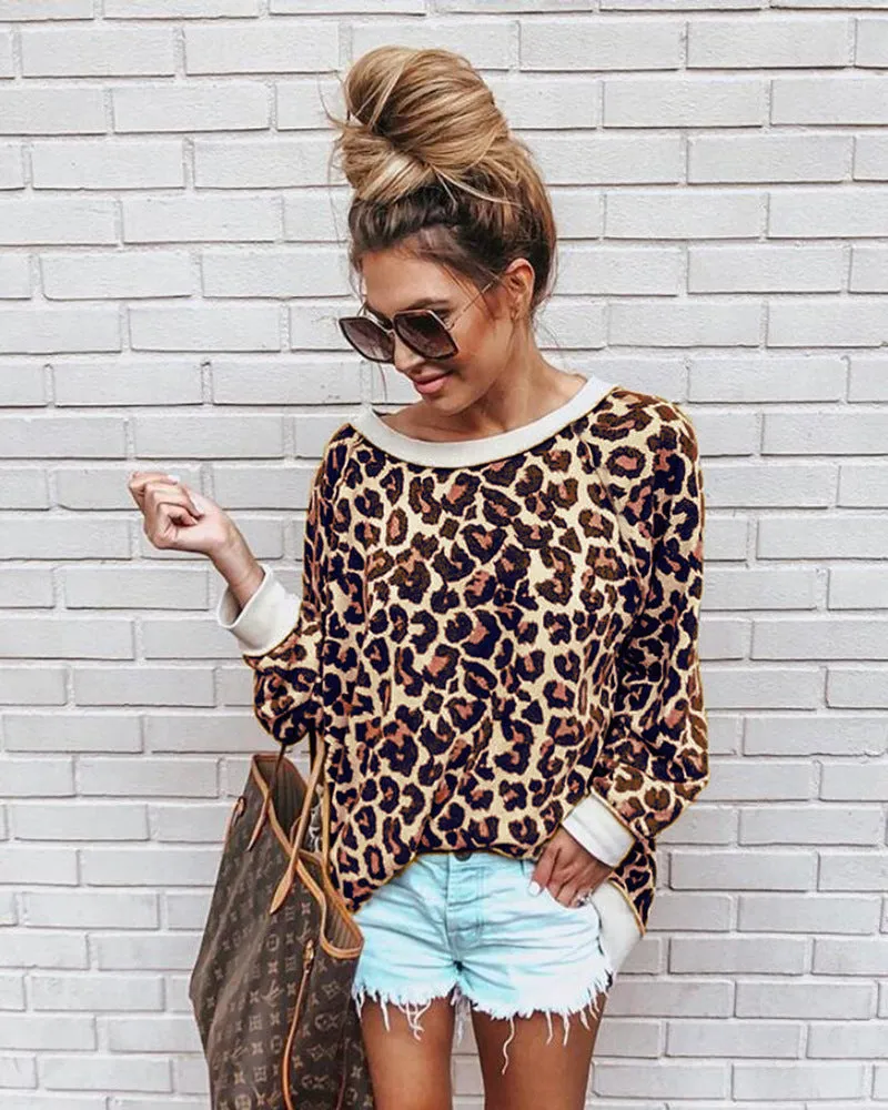 Leopard Print Long Sleeve Top