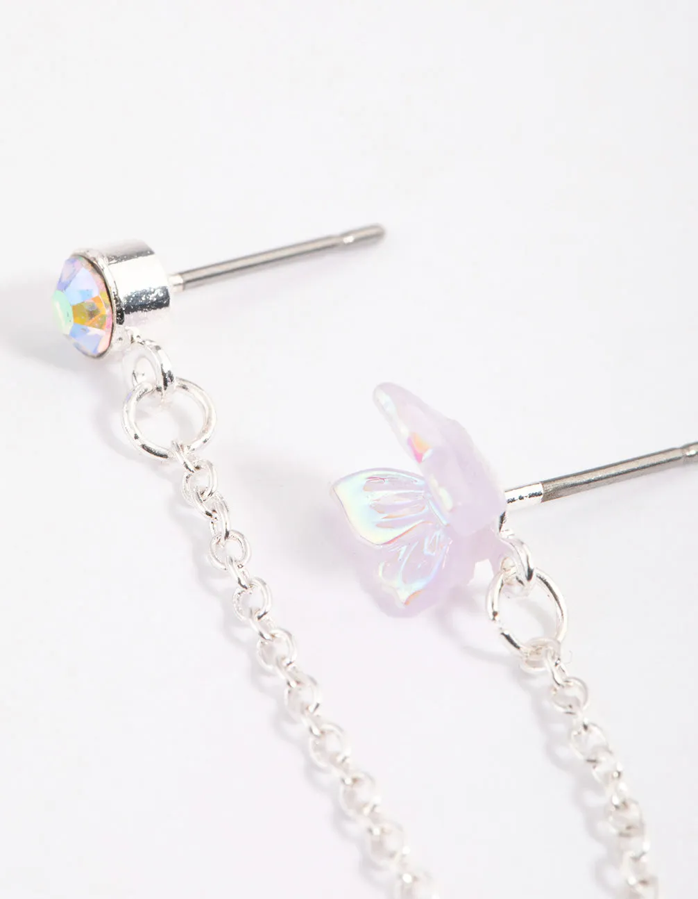 Lilac Dainty Butterfly Chain Earrings