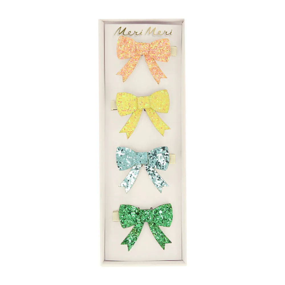 Meri Meri Glitter Bow Hair Clips (Set of 4)