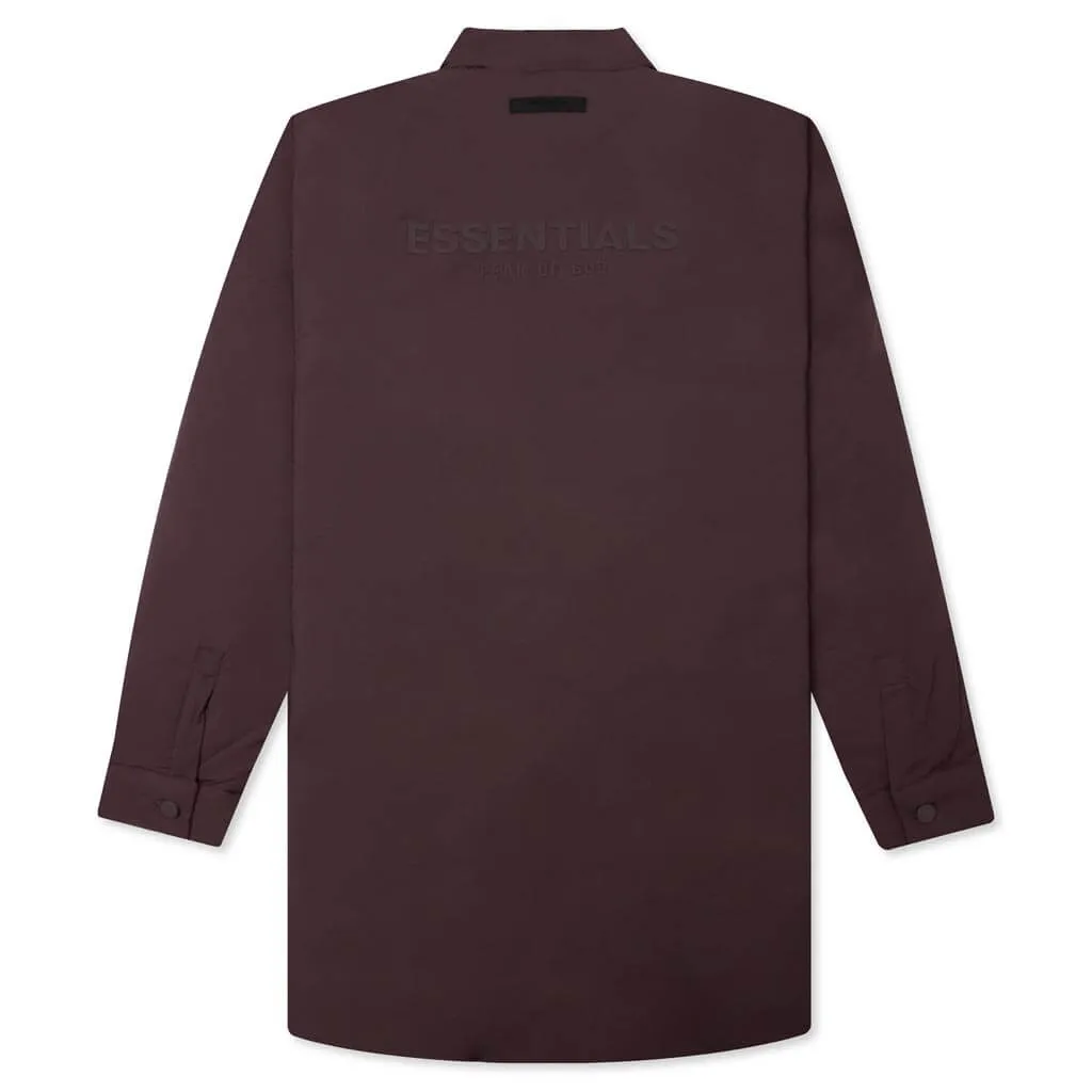 Nylon Filled Shirt Jacket - Plum