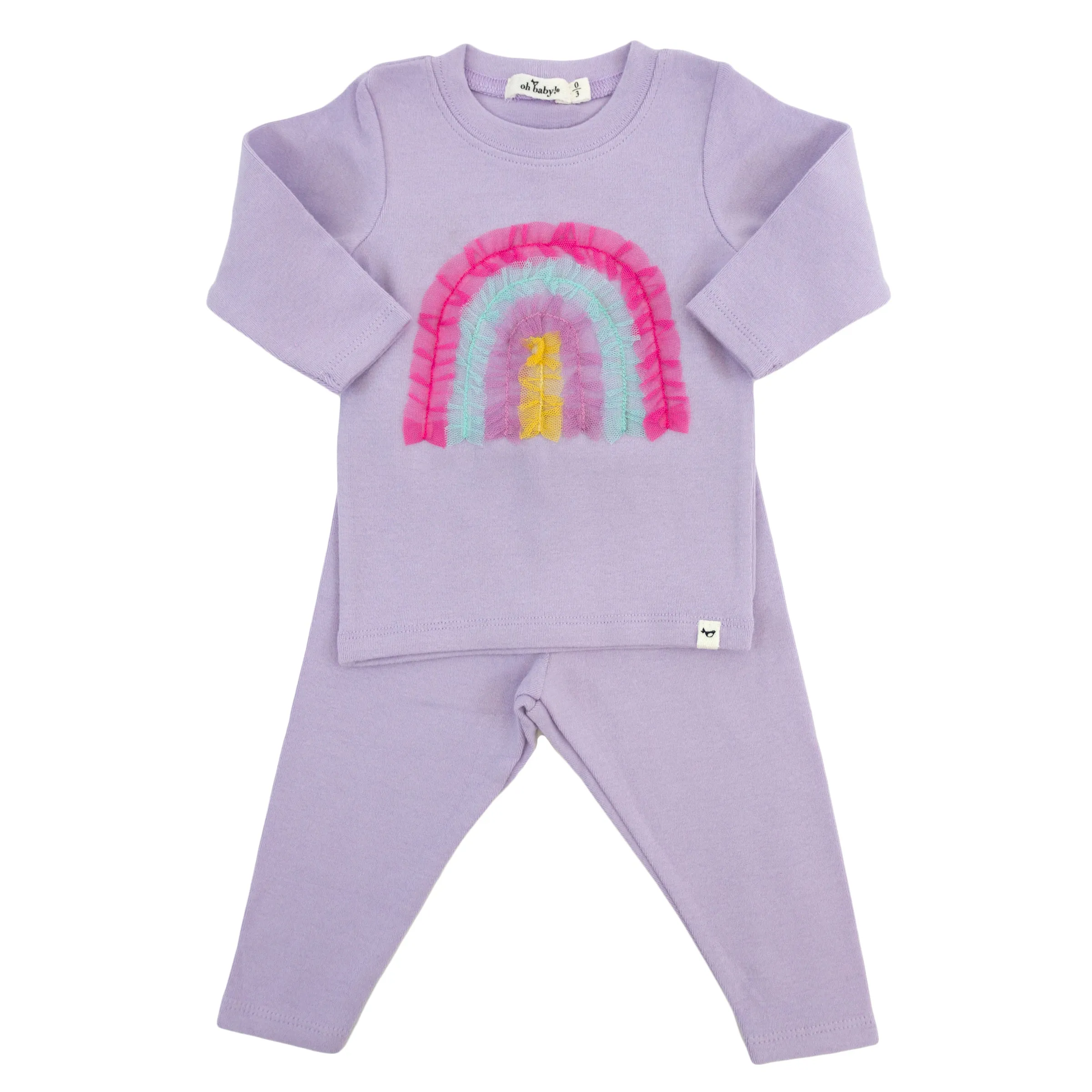 oh baby! Two Piece Set - Bright Tulle Rainbow Applique - Orchid