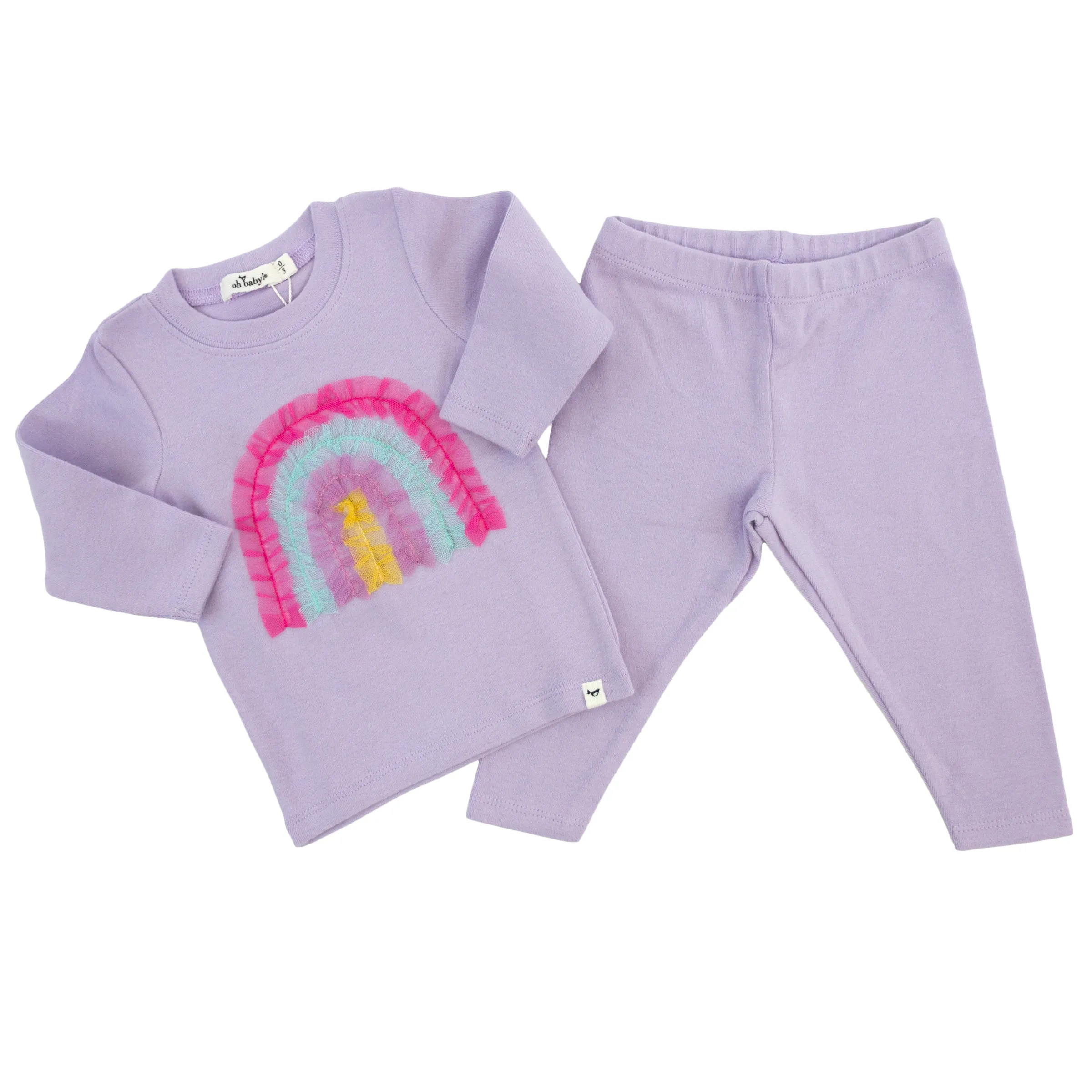 oh baby! Two Piece Set - Bright Tulle Rainbow Applique - Orchid