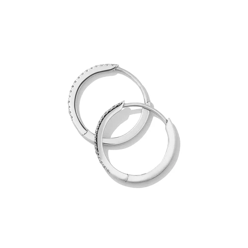 Pavé Lab Grown Diamond Medium Hoop Earrings