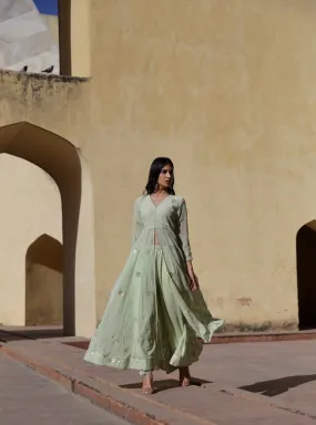 Pista green gota patti work anarkali set