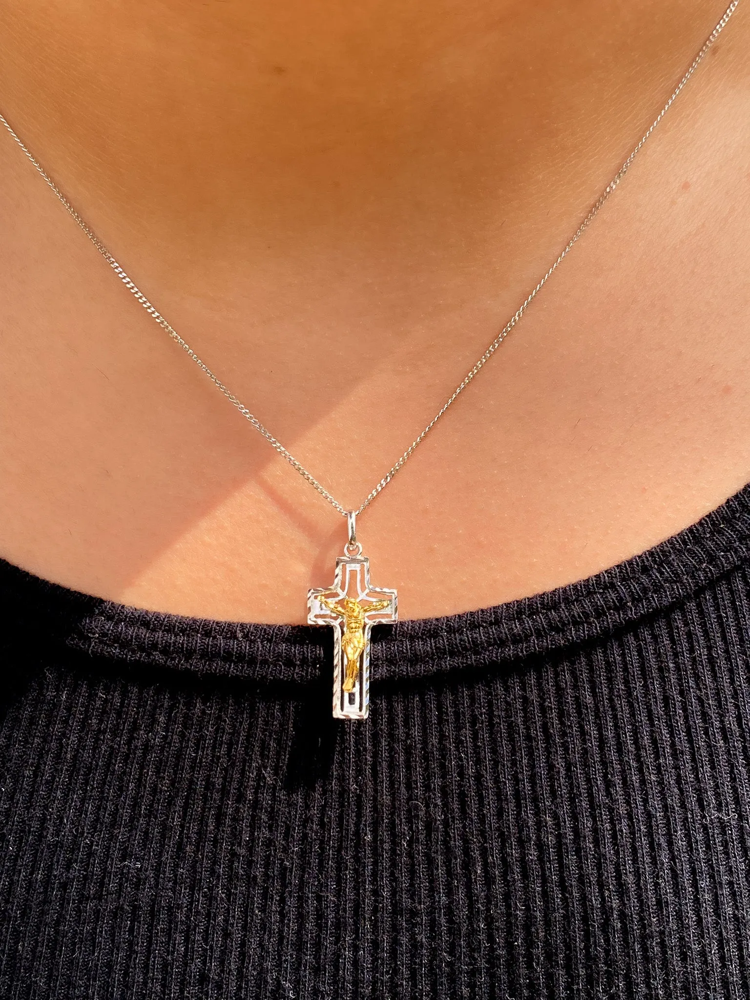 Silver Jesus Cross Necklace