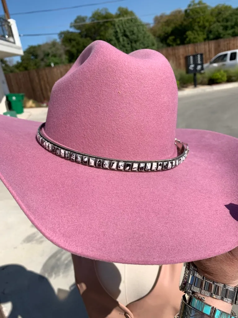 Sterling Silver and White Buffalo Hat Band