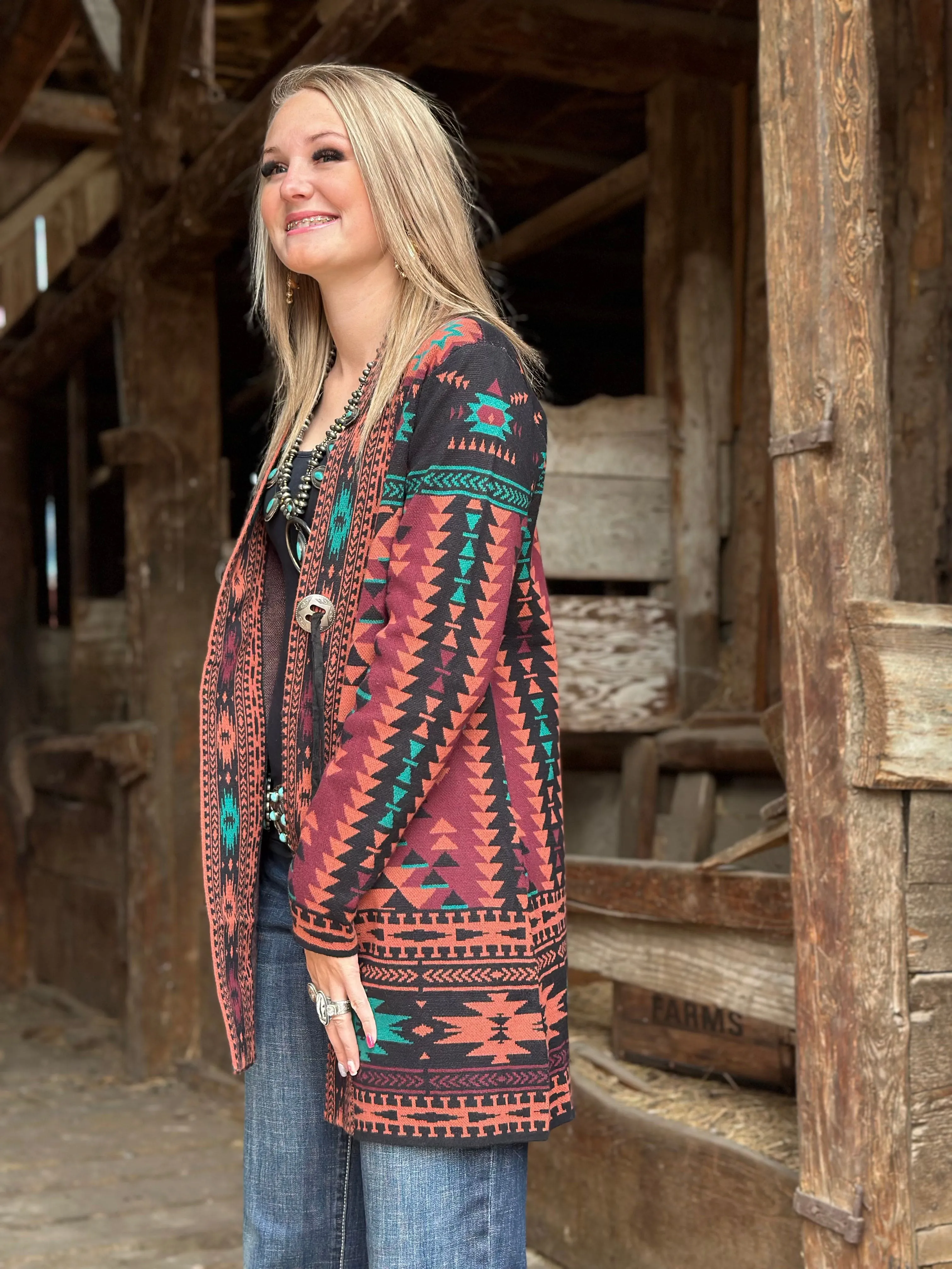 The Jackson Hole Aztec Concho Sweater Cardigan